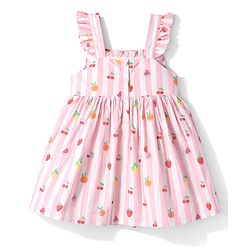 Babyhug Cotton Woven One Piece Dress with Fruit Print Multi Color 9-12 Months