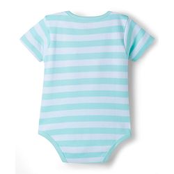 Babyhug 100% Cotton Knit Half Sleeves Striped Onesie with Giraffe Patch Detailing - Multicolor