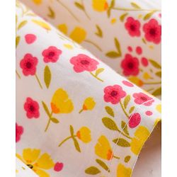 Babyhug Rayon Woven Half Sleeves  Floral Printed Frock with Bow Applique- Yellow