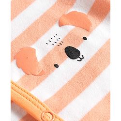 Babyhug 100% Cotton Knit Half Sleeves Striped Koala Printed Romper - Multicolor