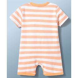 Babyhug 100% Cotton Knit Half Sleeves Striped Koala Printed Romper - Multicolor