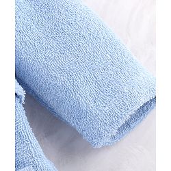 Babyhug Knit Terry Microfiber Unisex Bath Robe With Hood & Prince Embroidery - Blue