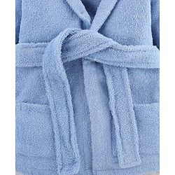 Babyhug Knit Terry Microfiber Unisex Bath Robe With Hood & Prince Embroidery - Blue