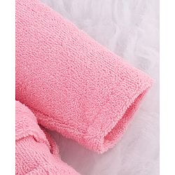Babyhug Microfiber Knit Full Sleeves Princess   Embroidered Terry Hooded Bath Robe - Pink