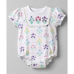 Babyhug 100% Cotton Interlock Knit Half Sleeves Onesies with Floral Print - White