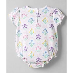 Babyhug 100% Cotton Interlock Knit Half Sleeves Onesies with Floral Print - White