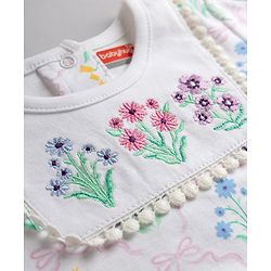 Babyhug 100% Cotton Interlock Knit Half Sleeves Onesies with Floral Print - White