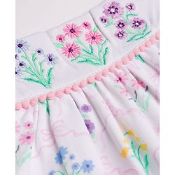 Babyhug 100% Cotton Knit Sleeveless Floral Printed Romper With Headband - Multicolor