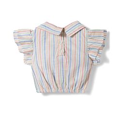 Babyhug Seer-Sucker Woven Half Sleeves Striped Top & Shorts Set With Belt - Multicolor