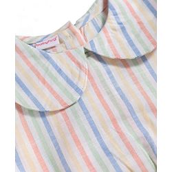 Babyhug Seer-Sucker Woven Half Sleeves Striped Top & Shorts Set With Belt - Multicolor