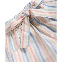 Babyhug Seer-Sucker Woven Half Sleeves Striped Top & Shorts Set With Belt - Multicolor