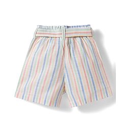 Babyhug Seer-Sucker Woven Half Sleeves Striped Top & Shorts Set With Belt - Multicolor