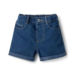 Babyhug Single Jersey Knit Half Sleeves Top & Denim Shorts Set With Beach Print - Light Green & Blue