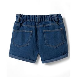 Babyhug Single Jersey Knit Half Sleeves Top & Denim Shorts Set With Beach Print - Light Green & Blue