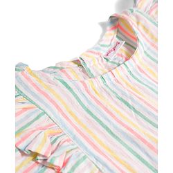 Babyhug Seer-Sucker Woven Half Sleeves Striped Top & Shorts Set With Belt - Multicolor