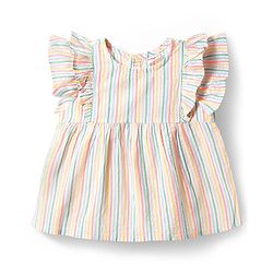 Babyhug Seer-Sucker Woven Half Sleeves Striped Top & Shorts Set With Belt - Multicolor