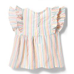Babyhug Seer-Sucker Woven Half Sleeves Striped Top & Shorts Set With Belt - Multicolor