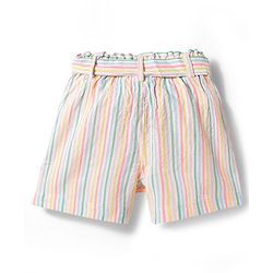 Babyhug Seer-Sucker Woven Half Sleeves Striped Top & Shorts Set With Belt - Multicolor