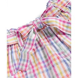 Babyhug Seer-Sucker Woven Sleeveless Striped Top & Shorts Set With Belt - Multicolor