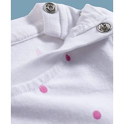 Babyhug Cotton Knit Half Sleeves T-Shirt & Shorts Night Suit with Bear Print & Bow Applique - Pink & White