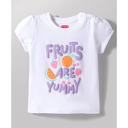 Babyhug Cotton Knit Half Sleeves T-Shirt & Shorts Night Suit With Fruits & Polka Dot Print - White