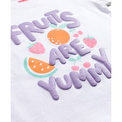 Babyhug Cotton Knit Half Sleeves T-Shirt & Shorts Night Suit With Fruits & Polka Dot Print - White