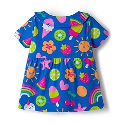 Babyhug Cotton Knit Half Sleeves Co-ords T-Shirt & Shorts Night Suit with Tropical Theme Print - Blue