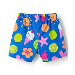 Babyhug Cotton Knit Half Sleeves Co-ords T-Shirt & Shorts Night Suit with Tropical Theme Print - Blue
