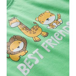 Babyhug Cotton Knit Half Sleeves Animal Printed T-Shirt & Shorts Night Suit - Light Green