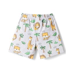 Babyhug Cotton Knit Half Sleeves Animal Printed T-Shirt & Shorts Night Suit - Light Green