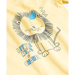 Babyhug Cotton Knit Half Sleeves T-Shirt & Shorts Night Suit with Lion Print - Yellow
