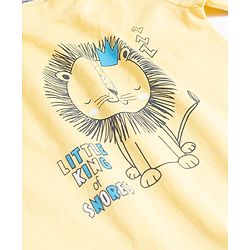 Babyhug Cotton Knit Half Sleeves T-Shirt & Shorts Night Suit with Lion Print - Yellow