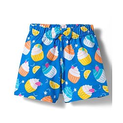 Babyhug Cotton Knit Frill Sleeves Co-ords Top & Shorts Night Suit with Tropical Theme Print - Blue