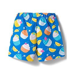 Babyhug Cotton Knit Frill Sleeves Co-ords Top & Shorts Night Suit with Tropical Theme Print - Blue