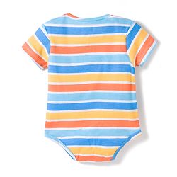 Babyhug 100% Cotton Knit Half Sleeves Onesies with Animal Print & Stripes Pack of 3 - Multicolor