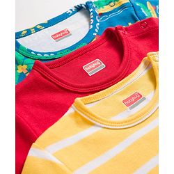 Babyhug 100% Cotton Knit Half Sleeves Onesies with Safari Theme Print Pack of 3 - Multicolor