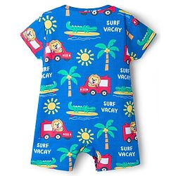 Babyhug 100% Cotton Knit Half Sleeves Onesies with Safari Theme Print Pack of 3 - Multicolor
