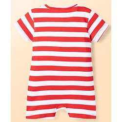 Babyhug 100% Cotton Knit Half Sleeves Striped Rompers with Beach Theme Print Pack of 2 - Multicolor