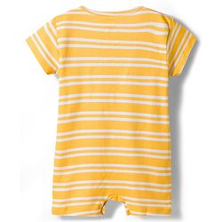 Babyhug 100% Cotton Knit Half Sleeves Striped Rompers with Car Print Pack of 2 - Multicolor