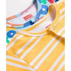 Babyhug 100% Cotton Knit Half Sleeves Striped Rompers with Car Print Pack of 2 - Multicolor