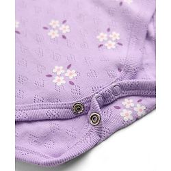 Babyhug 100% Interlock Knit Sleeveless Onesie & Skirt With Floral Print - Purple