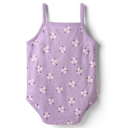 Babyhug 100% Interlock Knit Sleeveless Onesie & Skirt With Floral Print - Purple