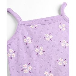 Babyhug 100% Interlock Knit Sleeveless Onesie & Skirt With Floral Print - Purple