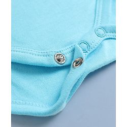 Babyhug 100% Cotton Interlock Knit Half Sleeves Striped Onesie With Whale Applique - Light Blue