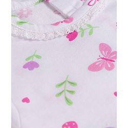 Babyhug 100% Cotton Knit Half Puffed Sleeves Frock Style Onesie with Floral Print - Multicolor