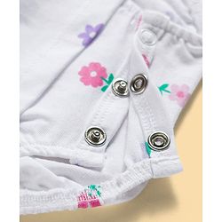 Babyhug 100% Cotton Knit Floral Printed Frock Style Onesie - White