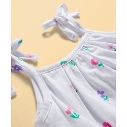 Babyhug 100% Cotton Knit Floral Printed Frock Style Onesie - White