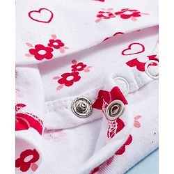 Babyhug 100% Cotton Knit Sleeveless Frock Style Onesie with Hairband & Floral Print - White