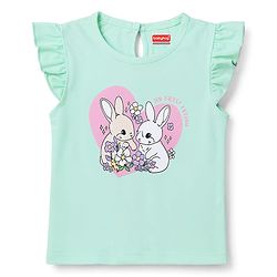 Babyhug 100% Cotton Knit Half Sleeves Polka Dots Bunny & Text Printed T-Shirts Pack of 3 - Pink Lilac & Sea Green