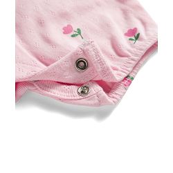 Babyhug 100% Cotton Knit Frill Sleeves Floral Printed Romper with Hairband - Pink